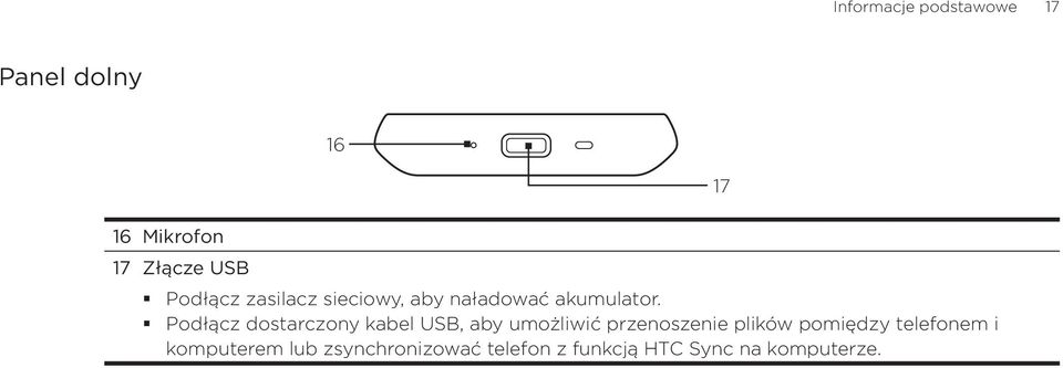 Podłącz dostarczony kabel USB, aby umożliwić przenoszenie plików