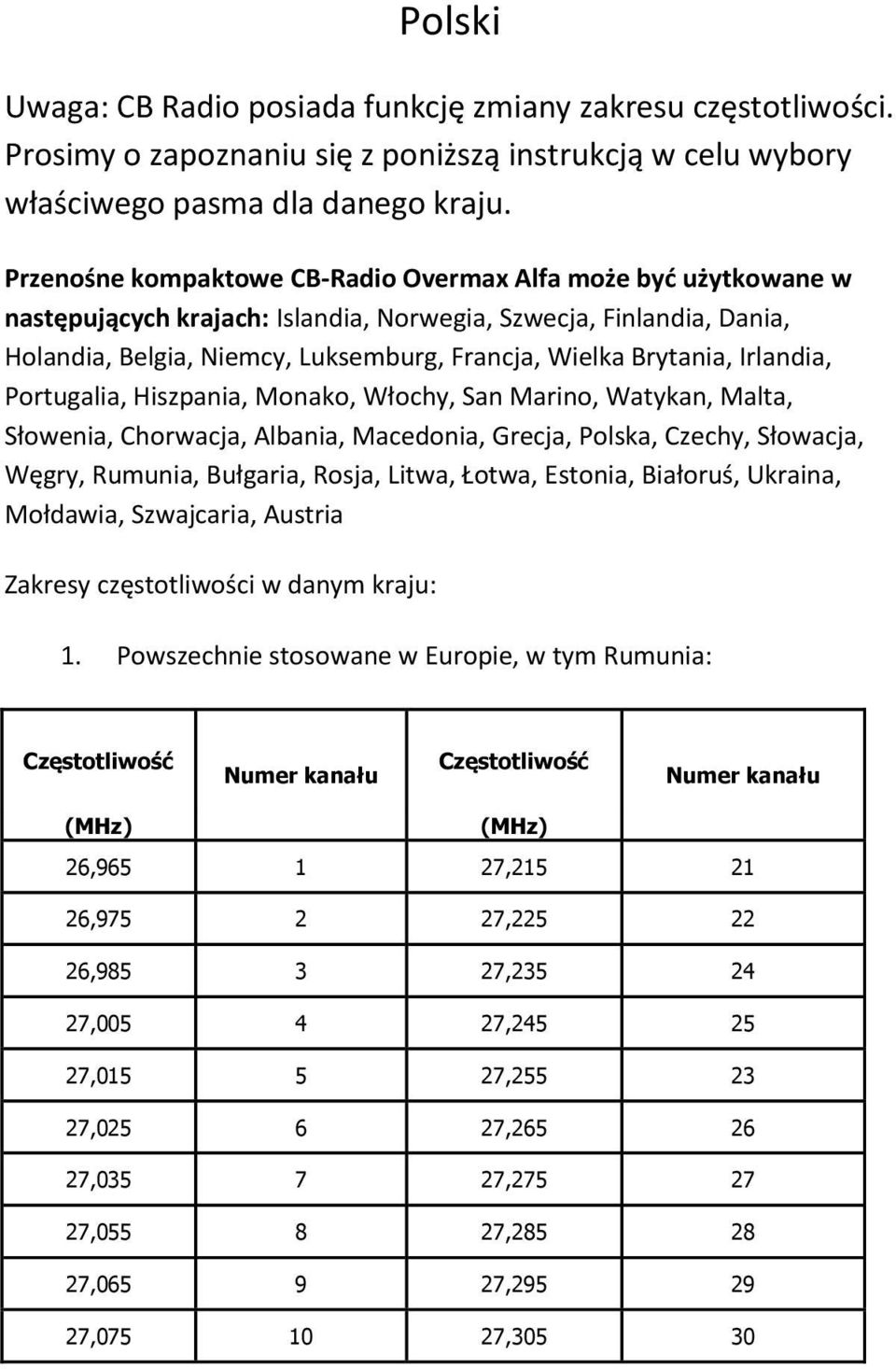 Irlandia, Portugalia, Hiszpania, Monako, Włochy, San Marino, Watykan, Malta, Słowenia, Chorwacja, Albania, Macedonia, Grecja, Polska, Czechy, Słowacja, Węgry, Rumunia, Bułgaria, Rosja, Litwa, Łotwa,