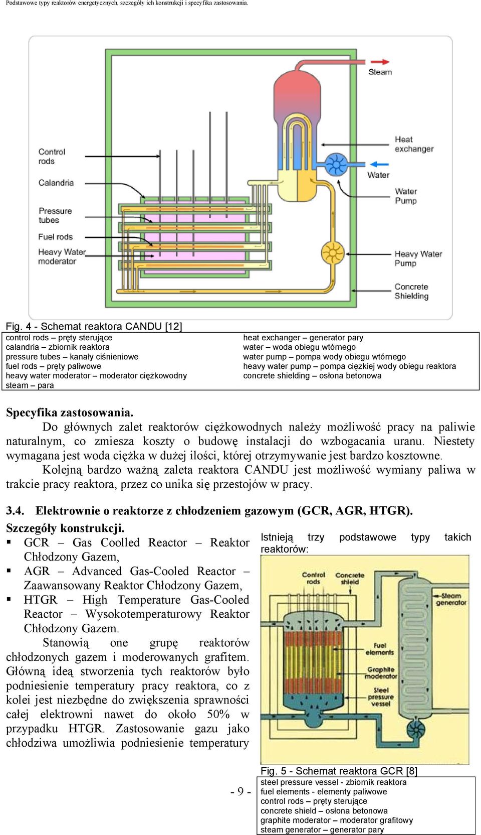 Specyfika zastosowania. Do głównych zalet reaktorów ciężkowodnych należy możliwość pracy na paliwie naturalnym, co zmiesza koszty o budowę instalacji do wzbogacania uranu.