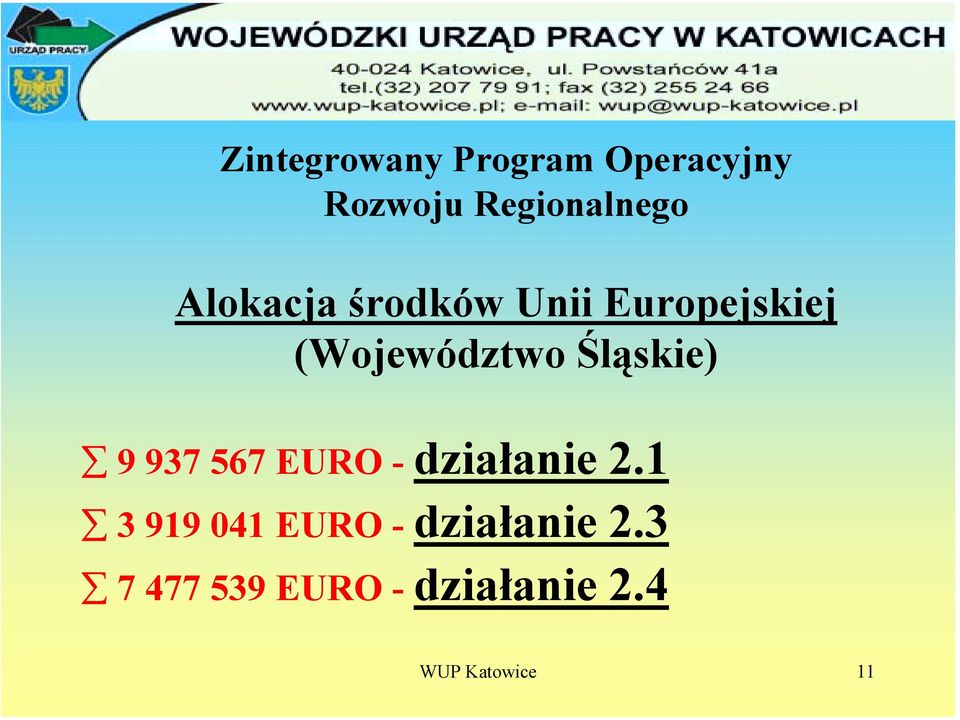 Śląskie) 9 937 567 EURO - działanie 2.