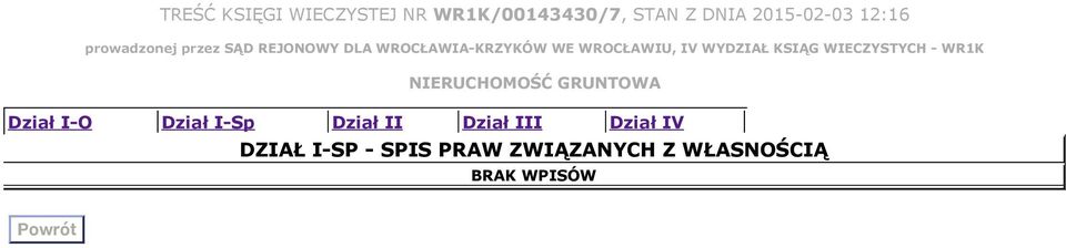 DLA IA KRZYKÓW WE IU, IV WYDZIAŁ KSIĄG WIECZYSTYCH