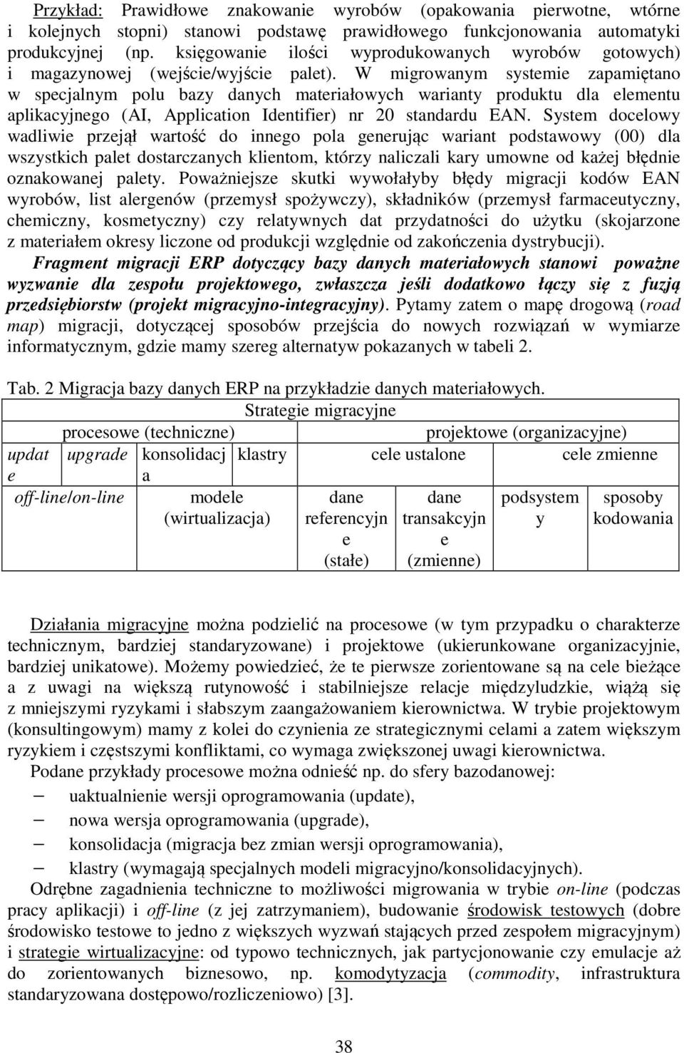 W migrowanym systemie zapamiętano w specjalnym polu bazy danych materiałowych warianty produktu dla elementu aplikacyjnego (AI, Application Identifier) nr 20 standardu EAN.