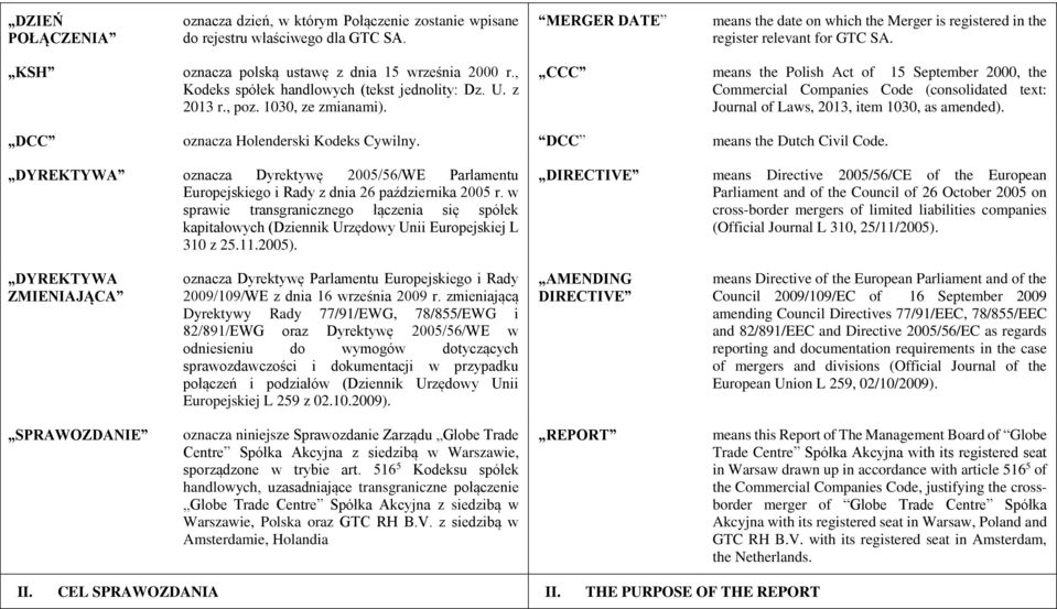 U. z 2013 r., poz. 1030, ze zmianami). CCC means the Polish Act of 15 September 2000, the Commercial Companies Code (consolidated text: Journal of Laws, 2013, item 1030, as amended).