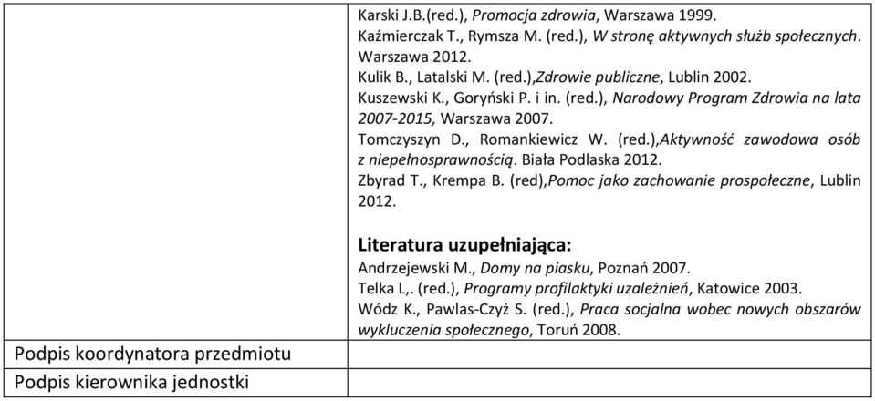 Biała Podlaska 2012. Zbyrad T., Krempa B. (red),pomoc jako zachowanie prospołeczne, Lublin 2012.