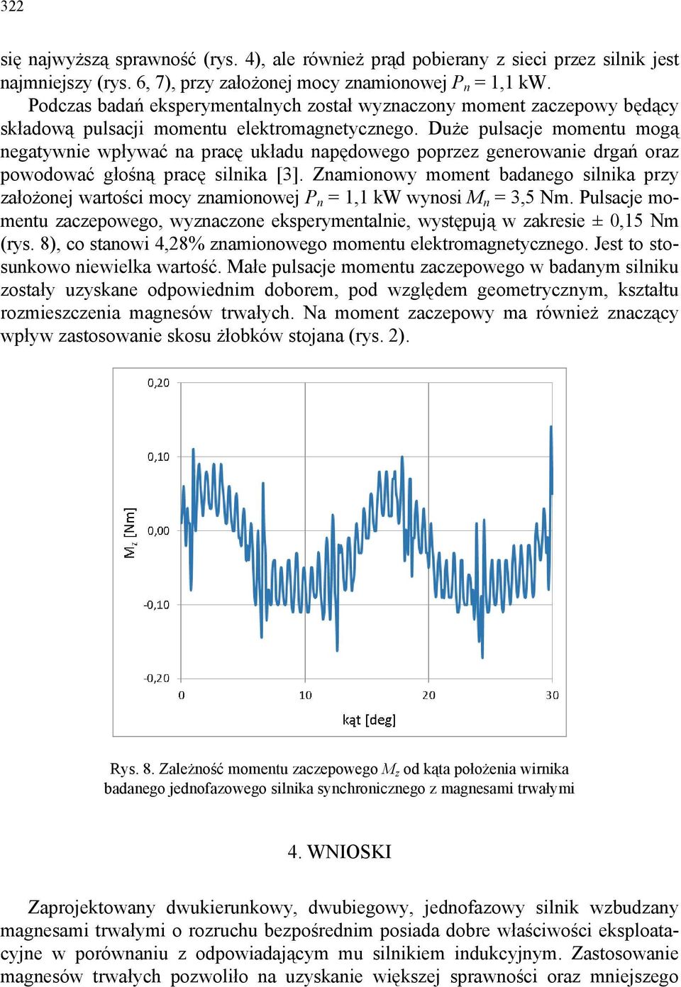 Duże pulsacje momentu mogą negatywnie wpływać na pracę układu napędowego poprzez generowanie drgań oraz powodować głośną pracę silnika [3].