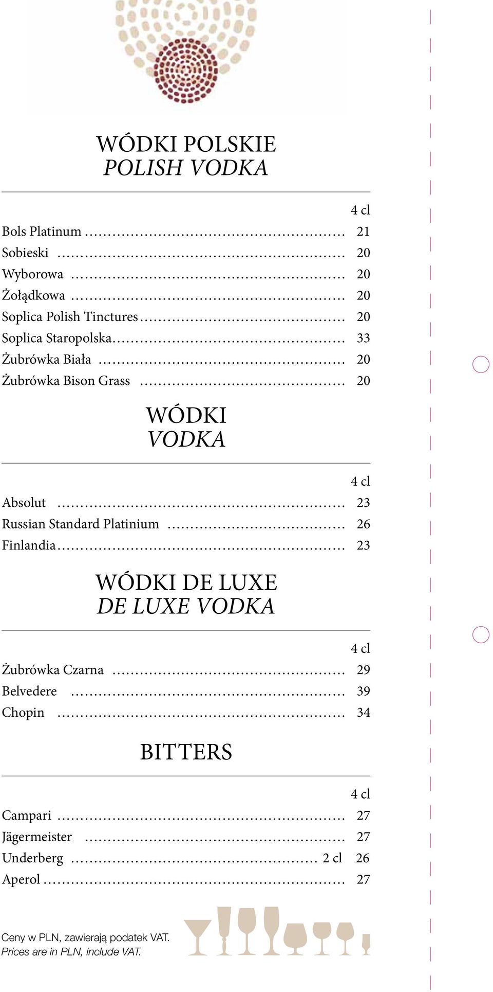 4 cl Absolut 23 Russian Standard Platinium 26 Finlandia 23 Wódki de Luxe De Luxe Vodka 4 cl