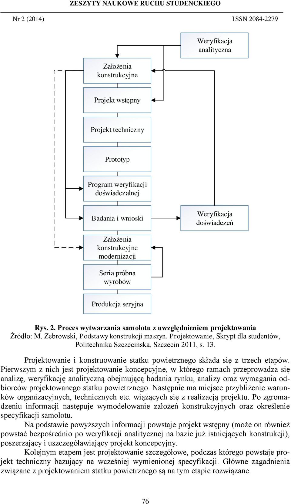 Projektowanie, Skrypt dla studentów, Politechnika Szczecińska, Szczecin 2011, s. 13. Projektowanie i konstruowanie statku powietrznego składa się z trzech etapów.