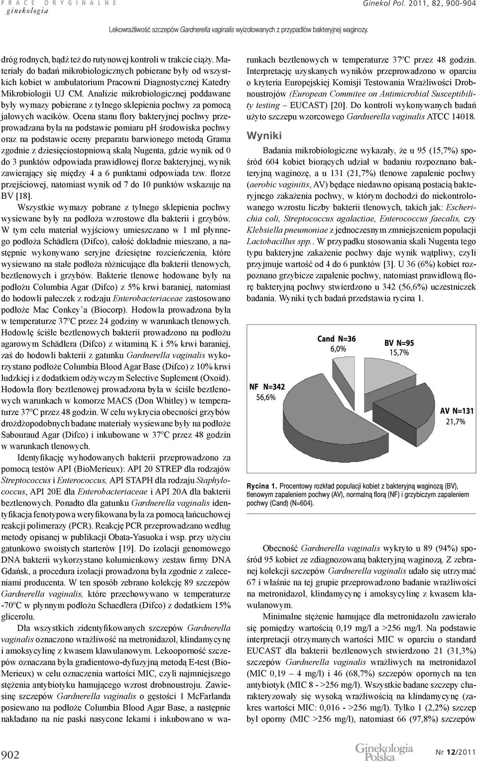 Analizie mikrobiologicznej poddawane były wymazy pobierane z tylnego sklepienia pochwy za pomocą jałowych wacików.