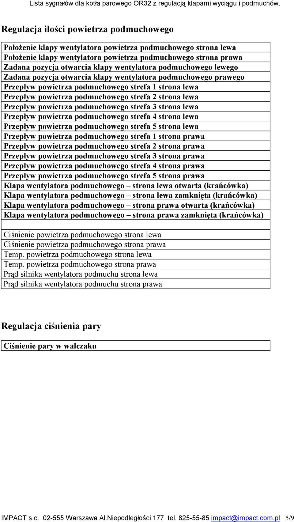 lewa Przepływ powietrza podmuchowego strefa 3 strona lewa Przepływ powietrza podmuchowego strefa 4 strona lewa Przepływ powietrza podmuchowego strefa 5 strona lewa Przepływ powietrza podmuchowego