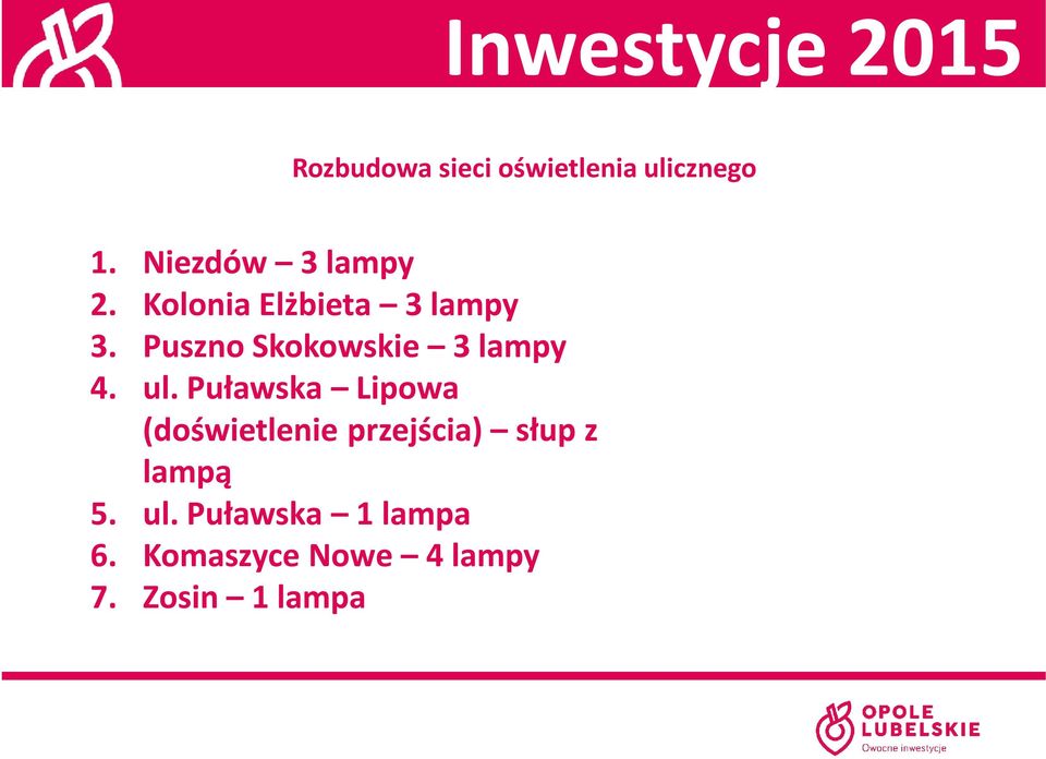 Puławska Lipowa (doświetlenie przejścia) słup z lampą 5. ul.