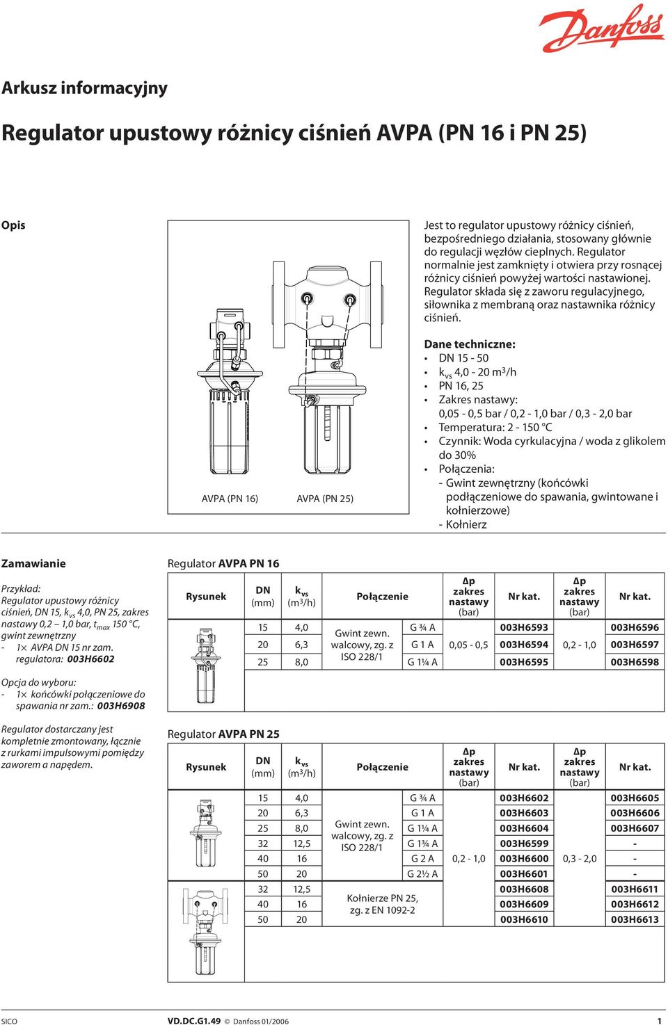 Regulator składa się z zaworu regulacyjnego, siłownika z membraną oraz nastawnika różnicy ciśnień.