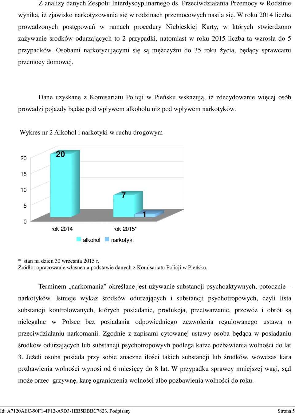 przypadków. Osobami narkotyzującymi się są mężczyźni do 35 roku życia, będący sprawcami przemocy domowej.