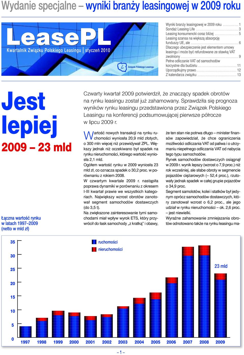 Sprawdziła się prognoza wyników rynku leasingu przedstawiona przez Związek Polskiego Leasingu na konferencji podsumowującej pierwsze półrocze w lipcu 2009 r.