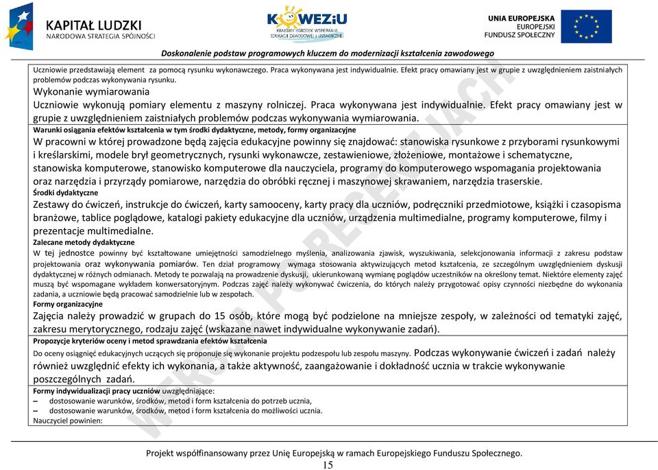 raca wykonywana jest indywidualnie. Efekt pracy omawiany jest w grupie z uwzględnieniem zaistniałych problemów podczas wykonywania wymiarowania.