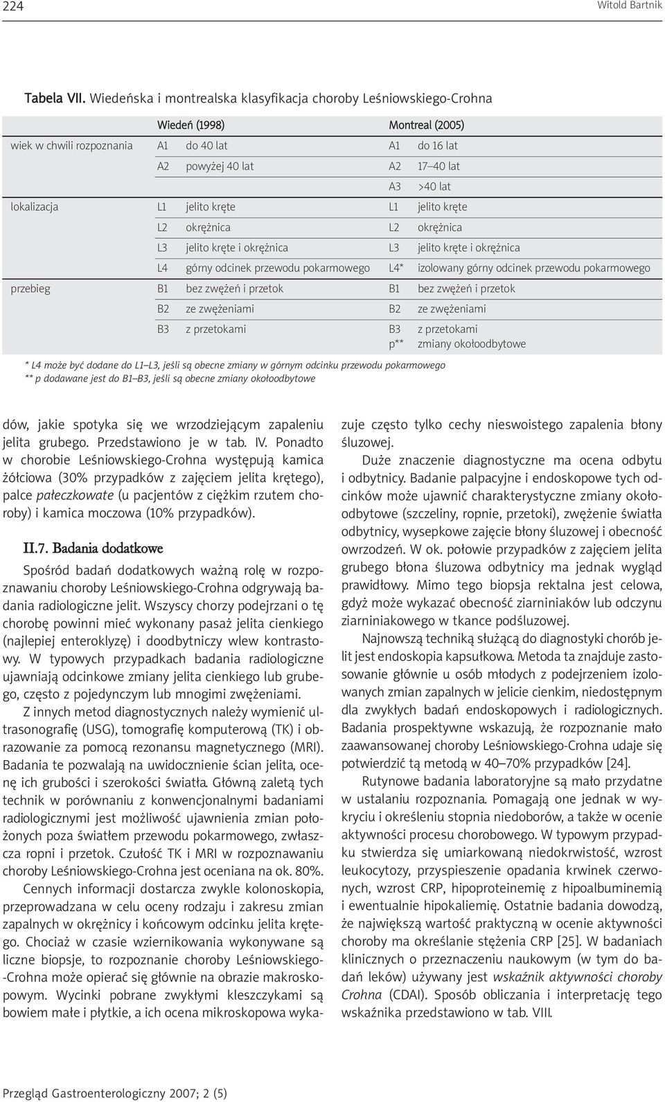 lokalizacja L1 jelito kręte L1 jelito kręte L2 okrężnica L2 okrężnica L3 jelito kręte i okrężnica L3 jelito kręte i okrężnica L4 górny odcinek przewodu pokarmowego L4* izolowany górny odcinek