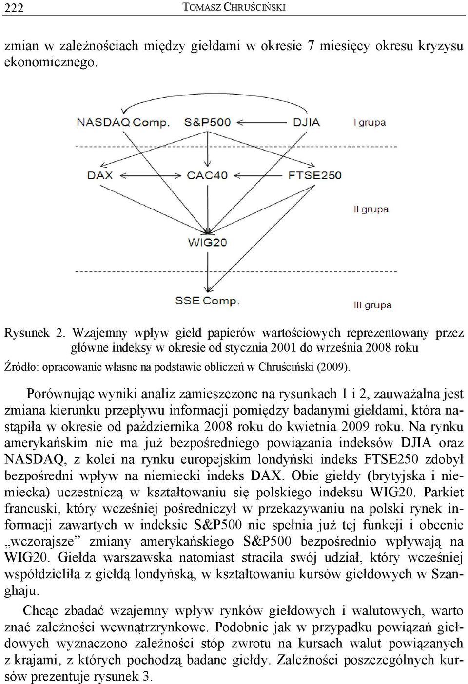 Porównując wyniki analiz zamieszczone na rysunkach 1 i 2, zauważalna jes zmiana kierunku przepływu informacji pomiędzy badanymi giełdami, kóra nasąpiła w okresie od października 2008 roku do kwienia