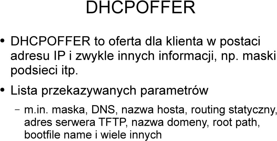 Lista przekazywanych parametrów m.in.