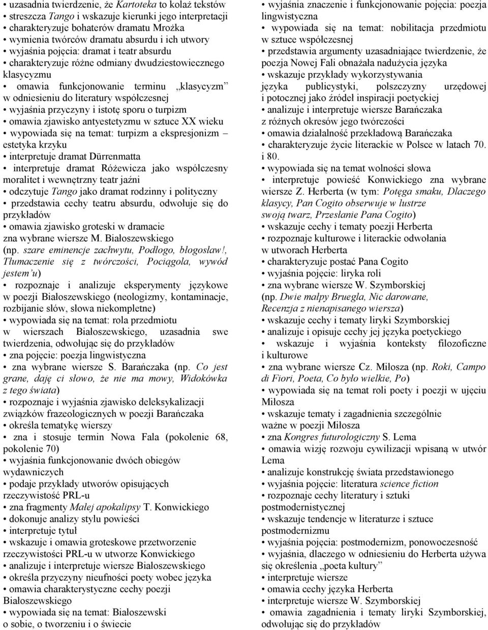 przyczyny i istotę sporu o turpizm omawia zjawisko antyestetyzmu w sztuce XX wieku wypowiada się na temat: turpizm a ekspresjonizm estetyka krzyku interpretuje dramat Dürrenmatta interpretuje dramat