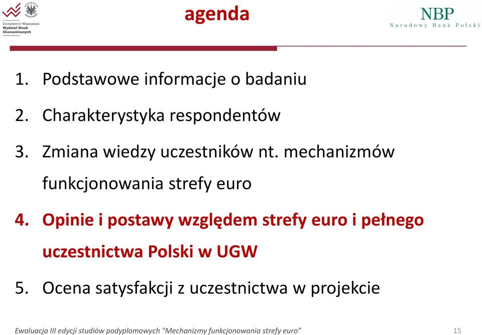 Opinie i postawy względem strefy euro i pełnego uczestnictwa Polski w UGW 5.