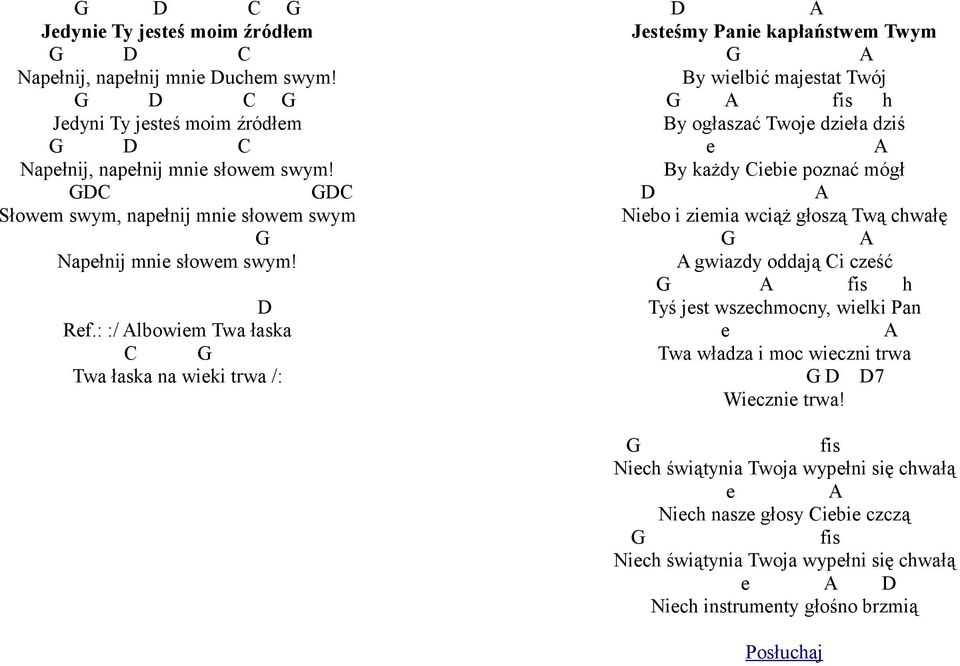 : :/ lbowim Tw łsk Tw łsk n wiki trw /: Jstśmy Pni kpłństwm Twym By wilbić mjstt Twój fis h By ogłszć Twoj dził dziś By kżdy ibi poznć mógł