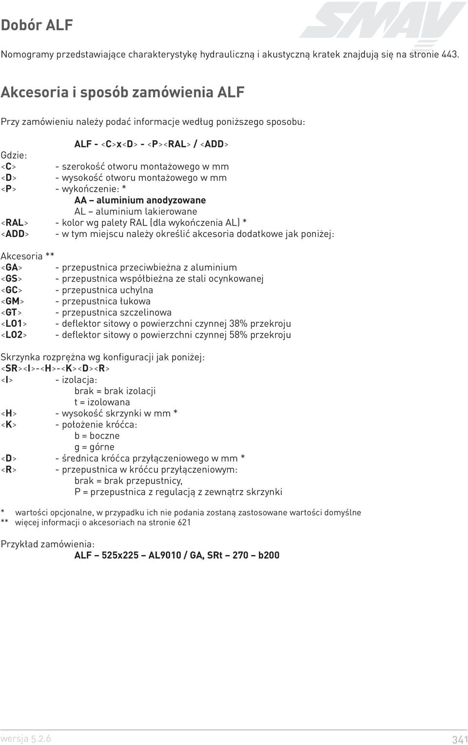 otworu monta owego w mm <P> - wykoñczenie: * AA aluminium anodyzowane AL aluminium lakierowane <RAL> - kolor wg palety RAL (dla wykoñczenia AL) * <ADD> - w tym miejscu nale y okreœliæ akcesoria