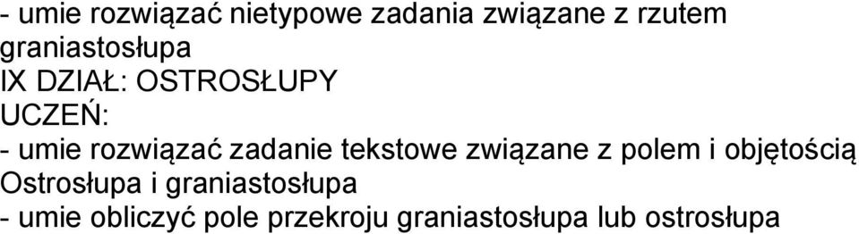 tekstowe związane z polem i objętością Ostrosłupa i