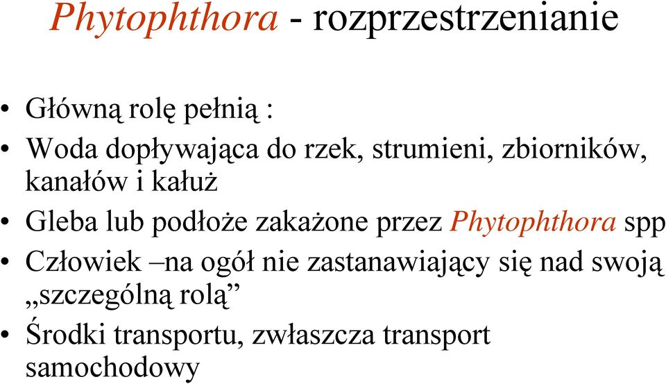 Phytophthora spp Człowiek na ogół nie zastanawiający się nad swoją szczególną