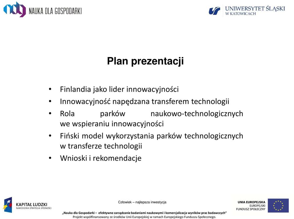 naukowo-technologicznych we wspieraniu innowacyjności Fiński