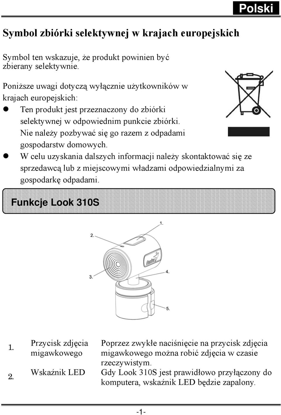 Nie należy pozbywać się go razem z odpadami gospodarstw domowych.