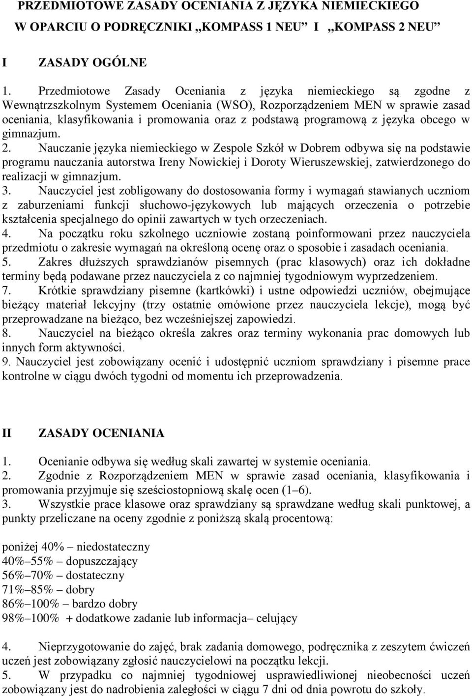 programową z języka obcego w gimnazjum. 2.