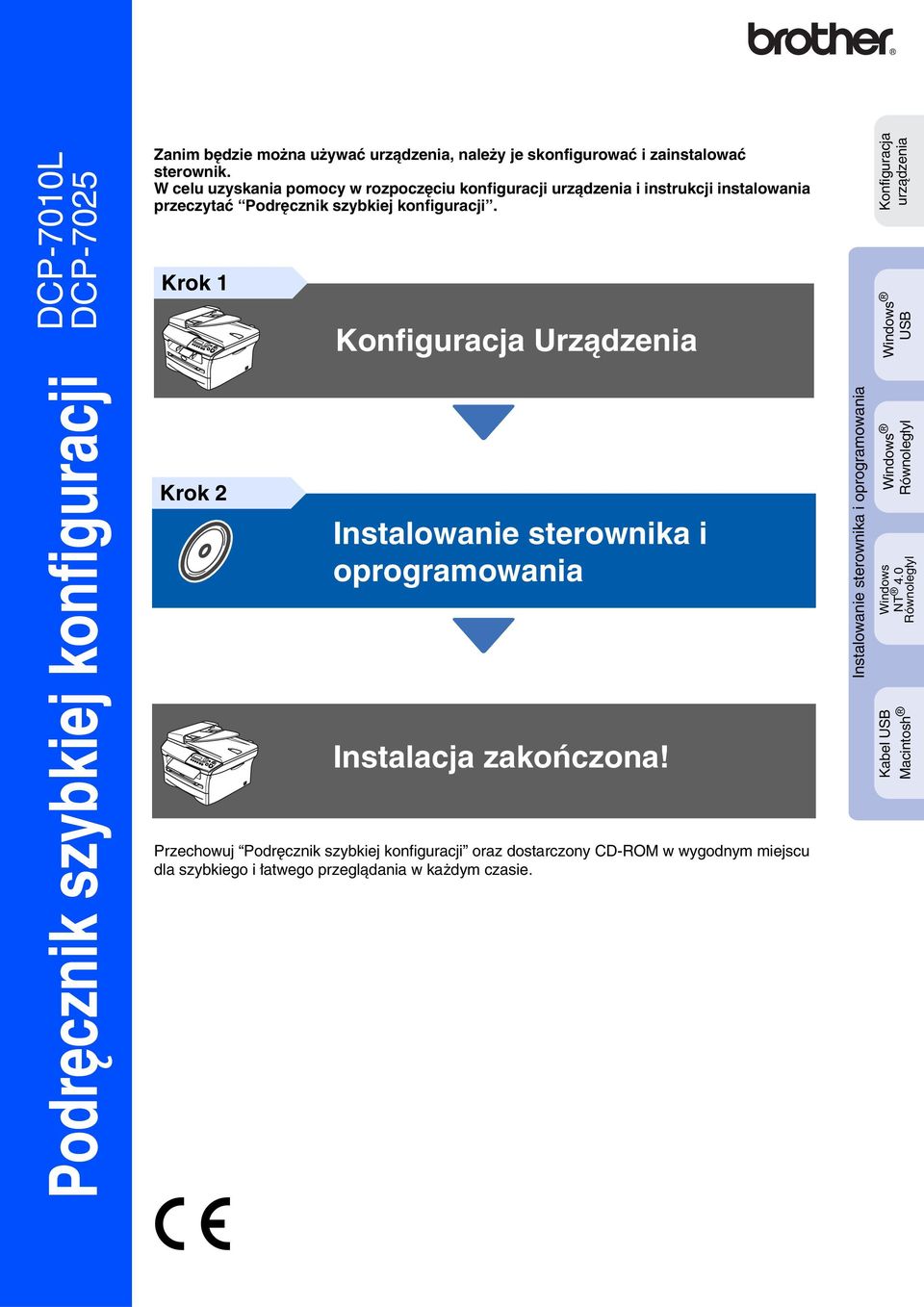 Krok 1 Konfiguracja Urządzenia Konfiguracja urządzenia USB Podręcznik szybkiej konfiguracji Krok 2 Instalowanie sterownika i oprogramowania