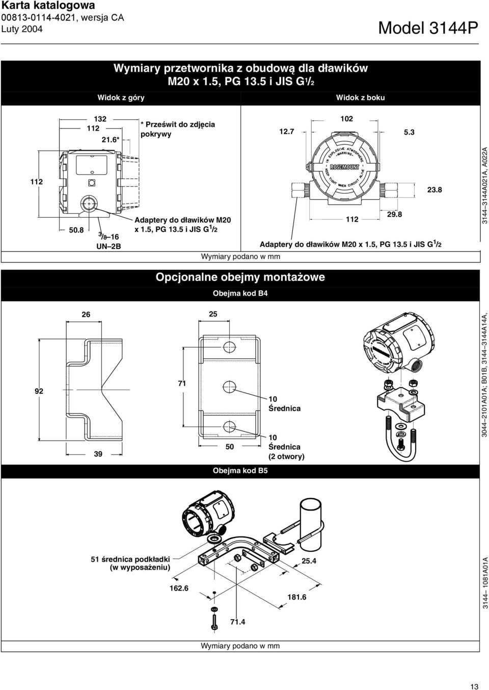 8 Adaptery do dławików M20 x 1.5, PG 13.