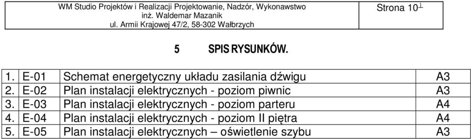 E-03 Plan instalacji elektrycznych - poziom parteru A4 4.