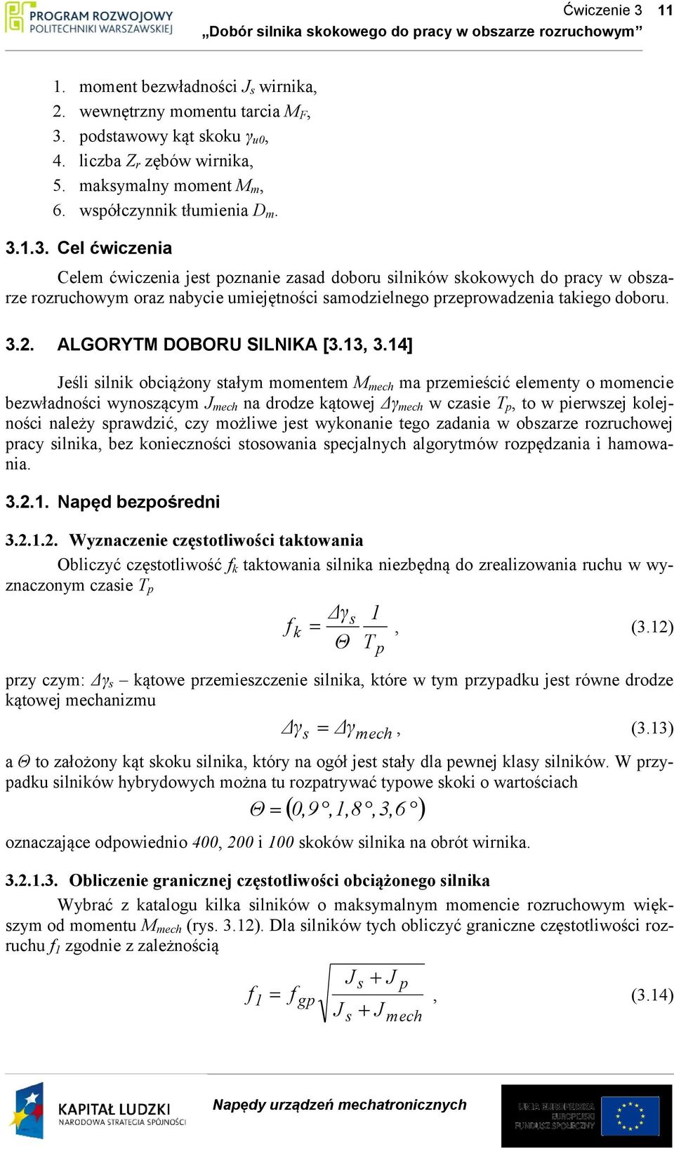 ALGORYTM DOBORU SILNIKA [3.13, 3.