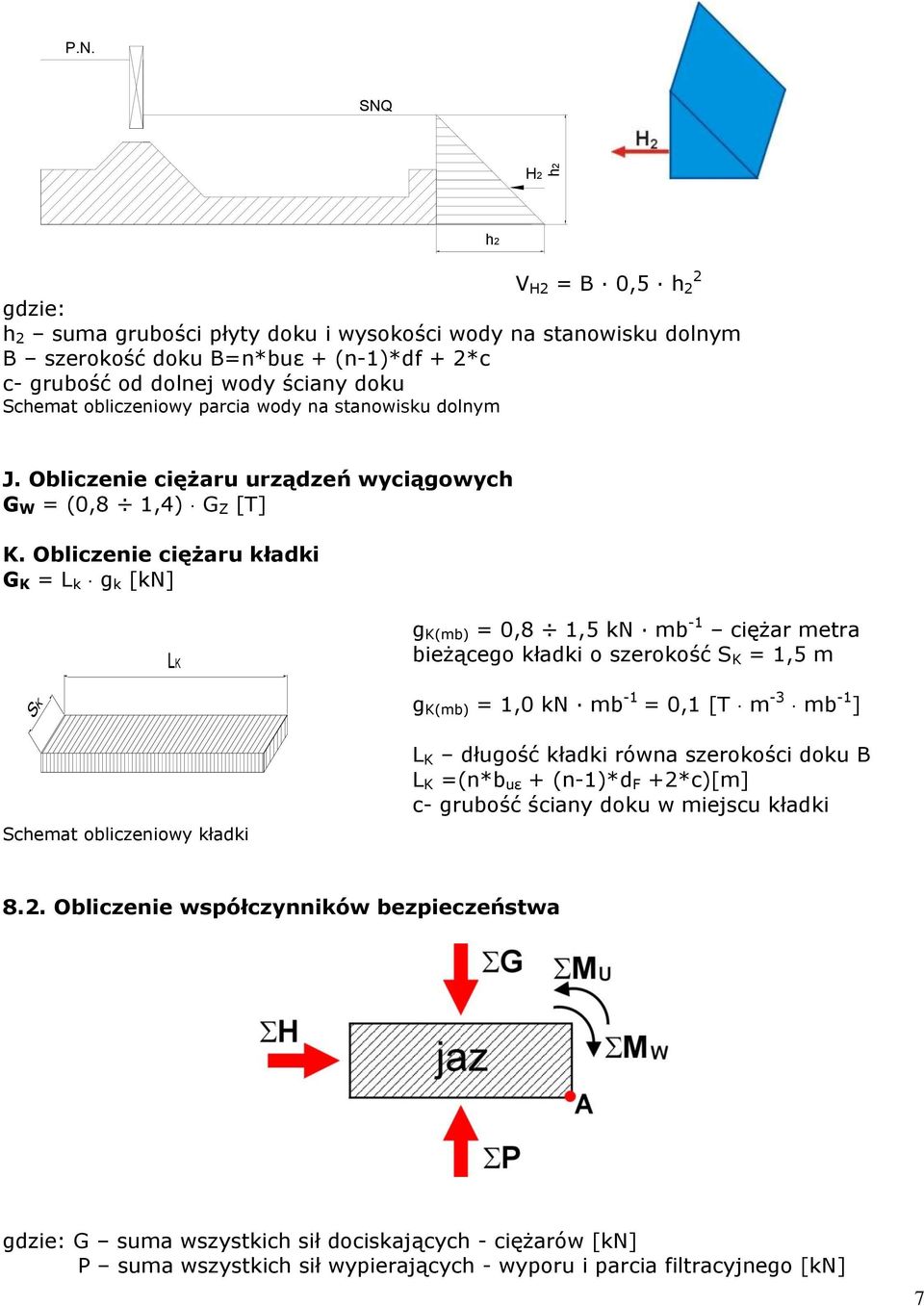 na stanowisku dolnym J. Obliczenie ciężaru urządzeń wyciągowych G W = (0,8 1,4) G Z [T] K.