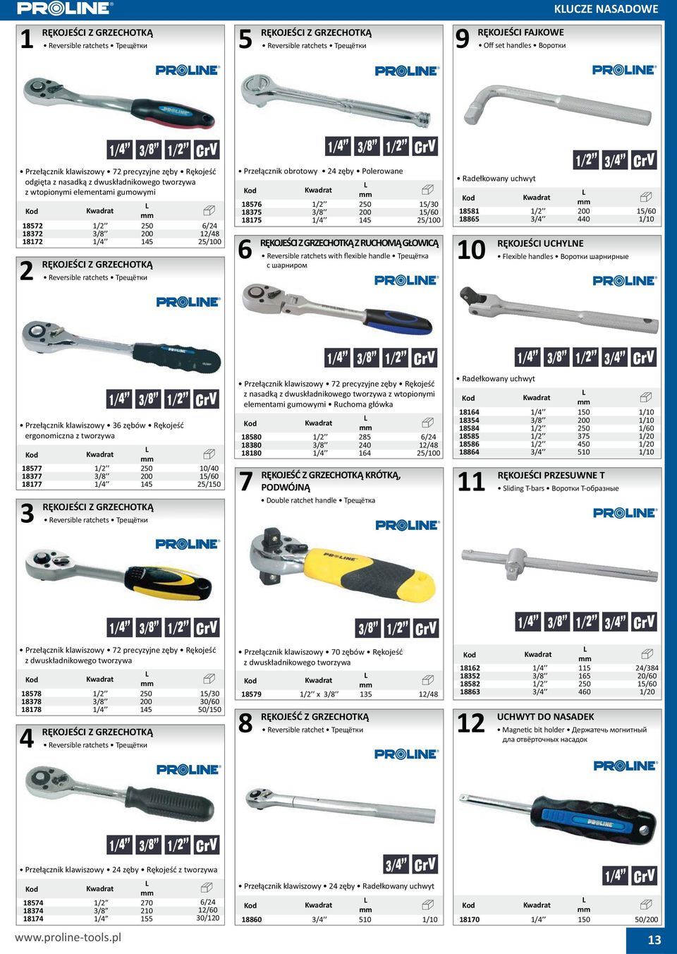 /0 /00 Z GRZECHOTK Z RUCHOM G OWIC Reversible ratchets with eible handle Rade kowany uchwyt 0 Kwadrat / / L 00 0 R KOJE CI UCHYLNE Fleible handles /0 /0 Prze cznik klawiszowy z bów R koje