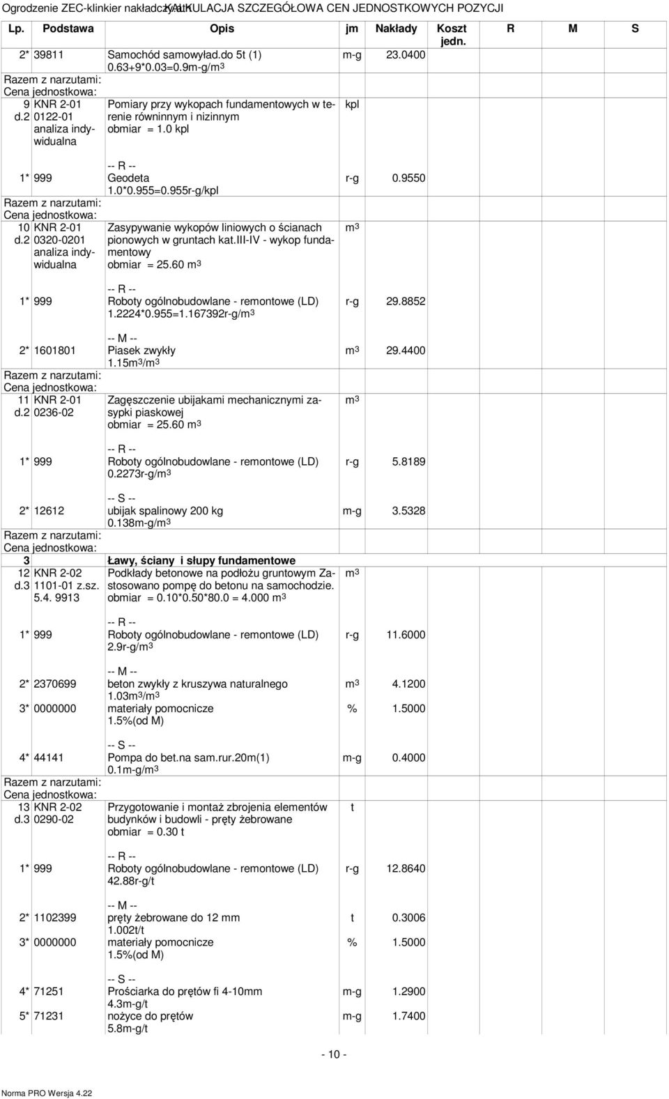 955r-g/kpl 10 KNR 2-01 0320-0201 Zasypywanie wykopów liniowych o ścianach pionowych w gruntach kat.iii-iv - wykop fundamentowy obmiar = 25.60 r-g 0.9550 1.2224*0.955=1.167392r-g/ r-g 29.