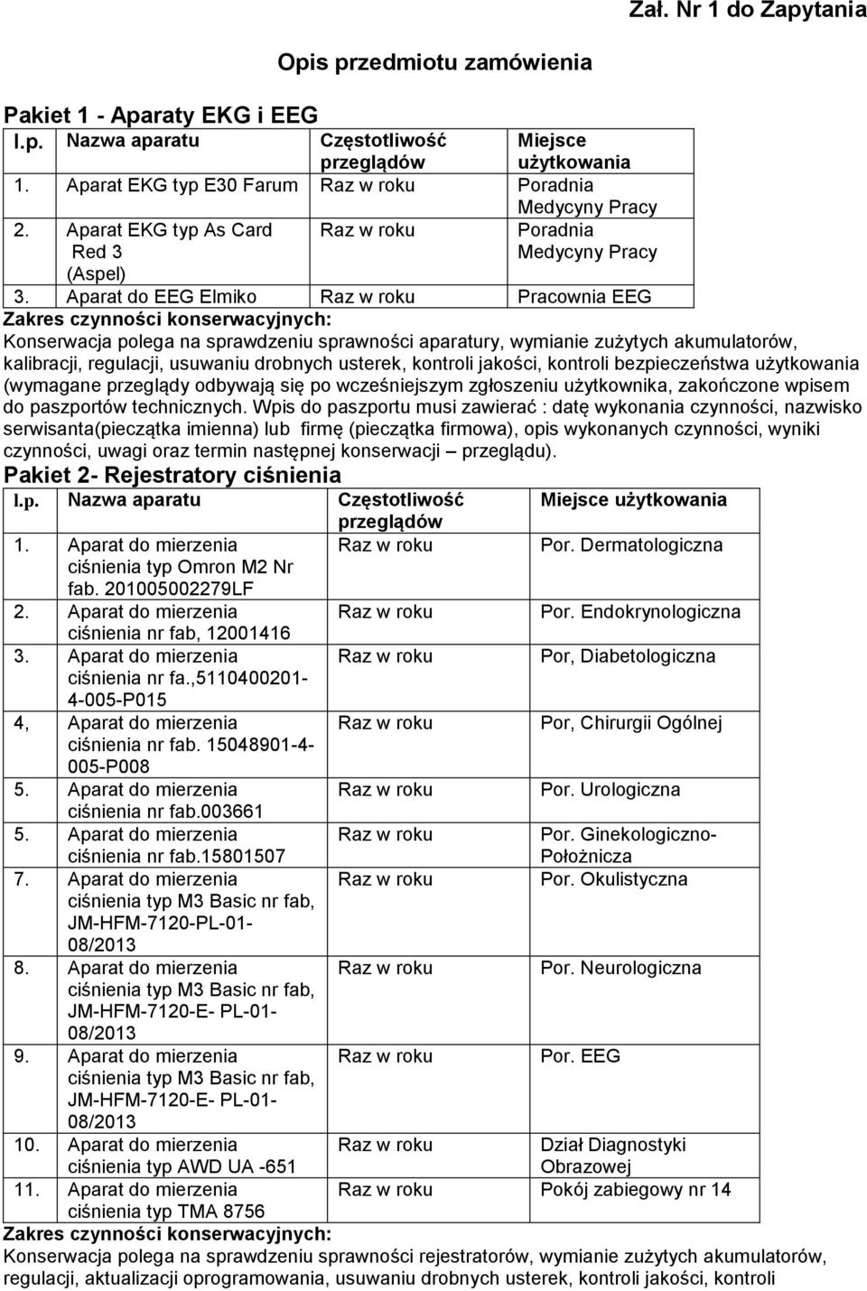 Aparat do EEG Elmiko Pracownia EEG Konserwacja polega na sprawdzeniu sprawności aparatury, wymianie zużytych akumulatorów, kalibracji, regulacji, usuwaniu drobnych usterek, kontroli jakości, kontroli