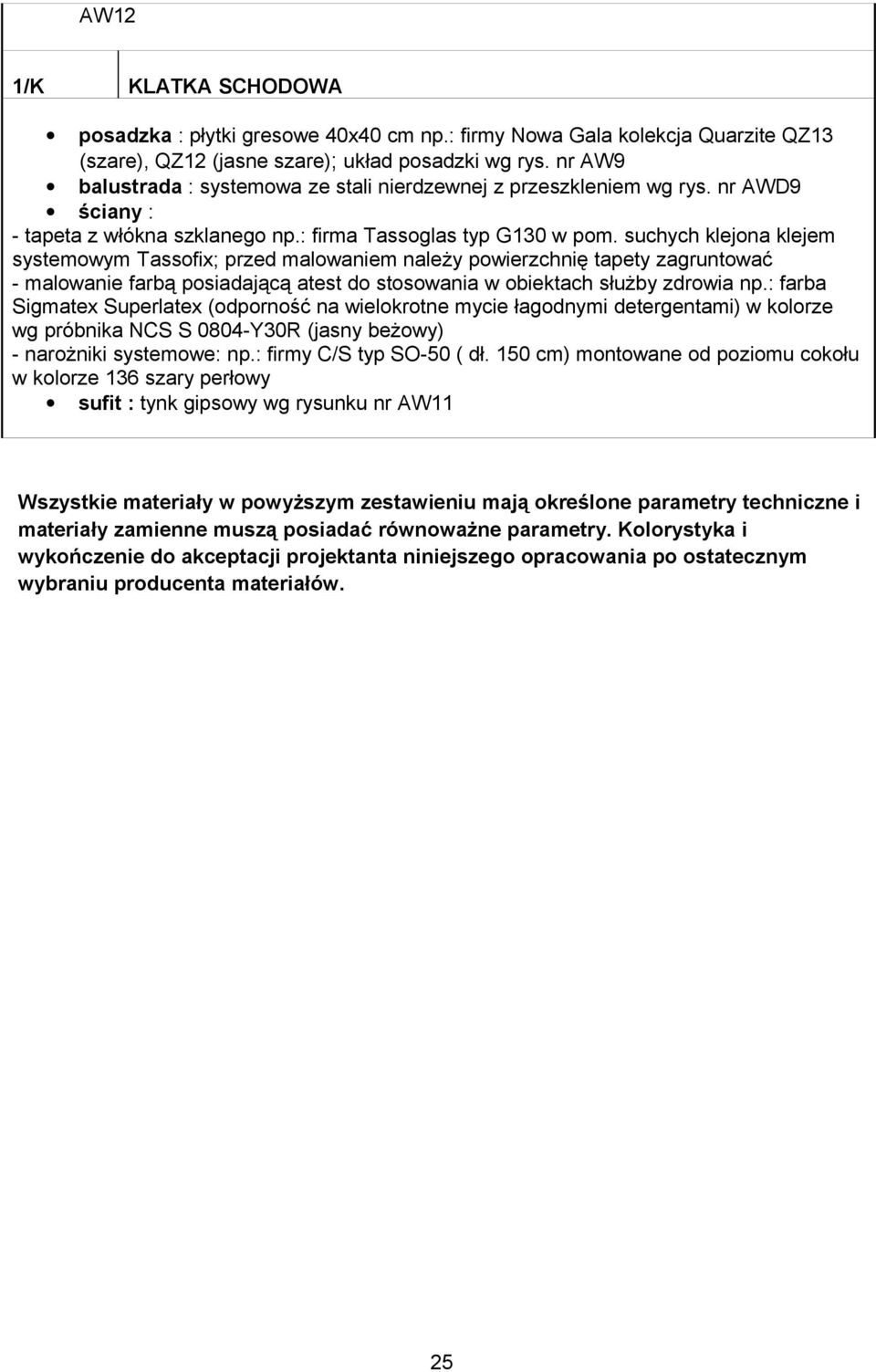 nr AWD9 systemowym Tassofix; przed malowaniem należy powierzchnię tapety zagruntować - malowanie farbą posiadającą atest do stosowania w obiektach służby zdrowia np.