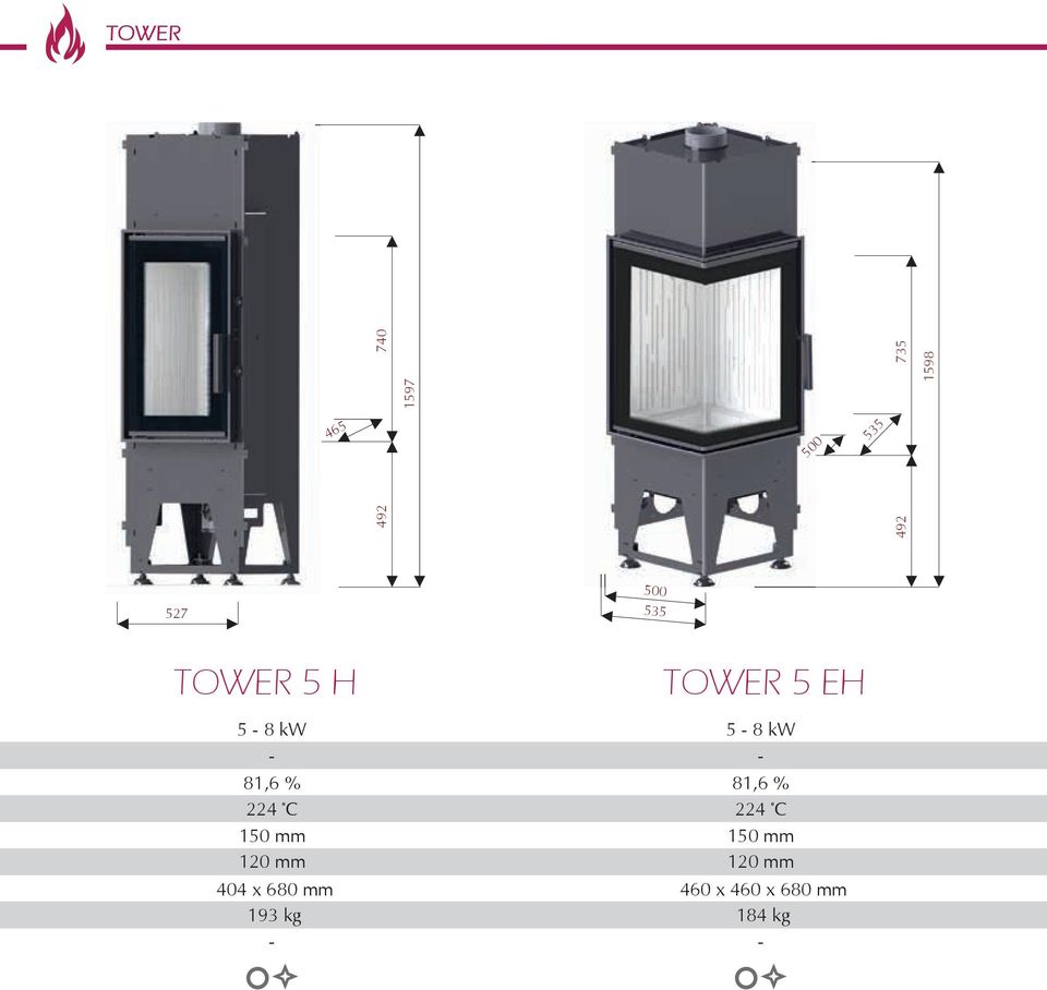 224 C 404 x 680 mm 193 kg TOWER 5 EH 5 8