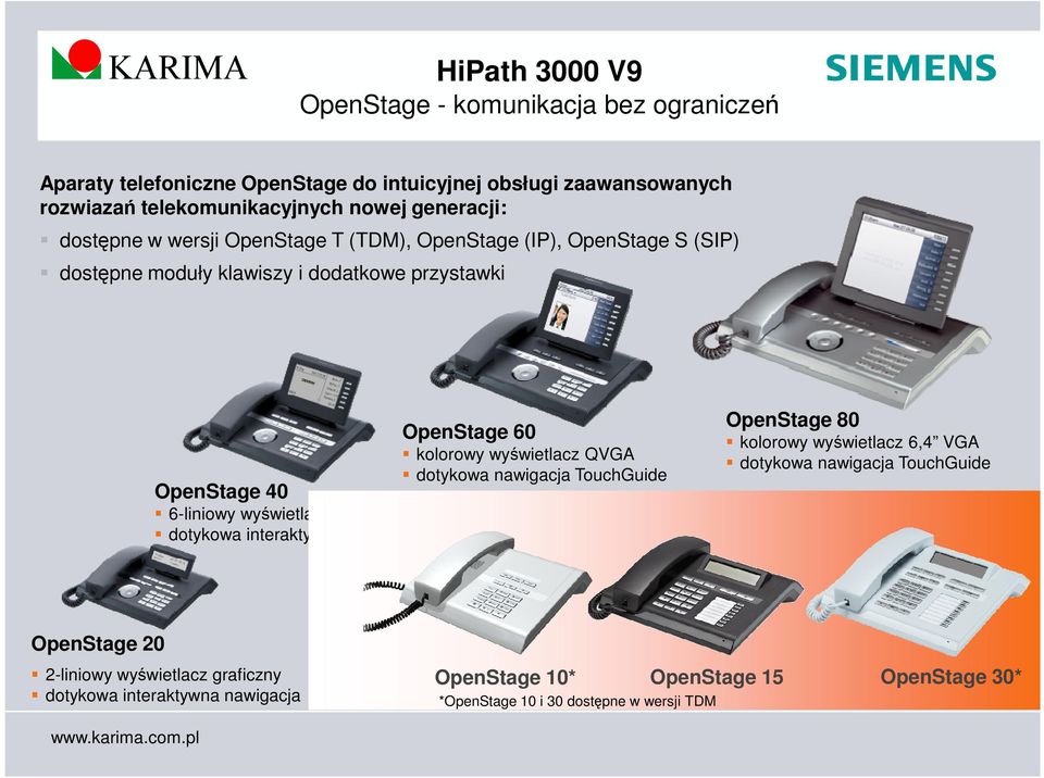 QVGA dotykowa nawigacja TouchGuide OpenStage 40 6-liniowy wyświetlacz graficzny dotykowa interaktywna nawigacja OpenStage 80 kolorowy wyświetlacz 6,4 VGA dotykowa