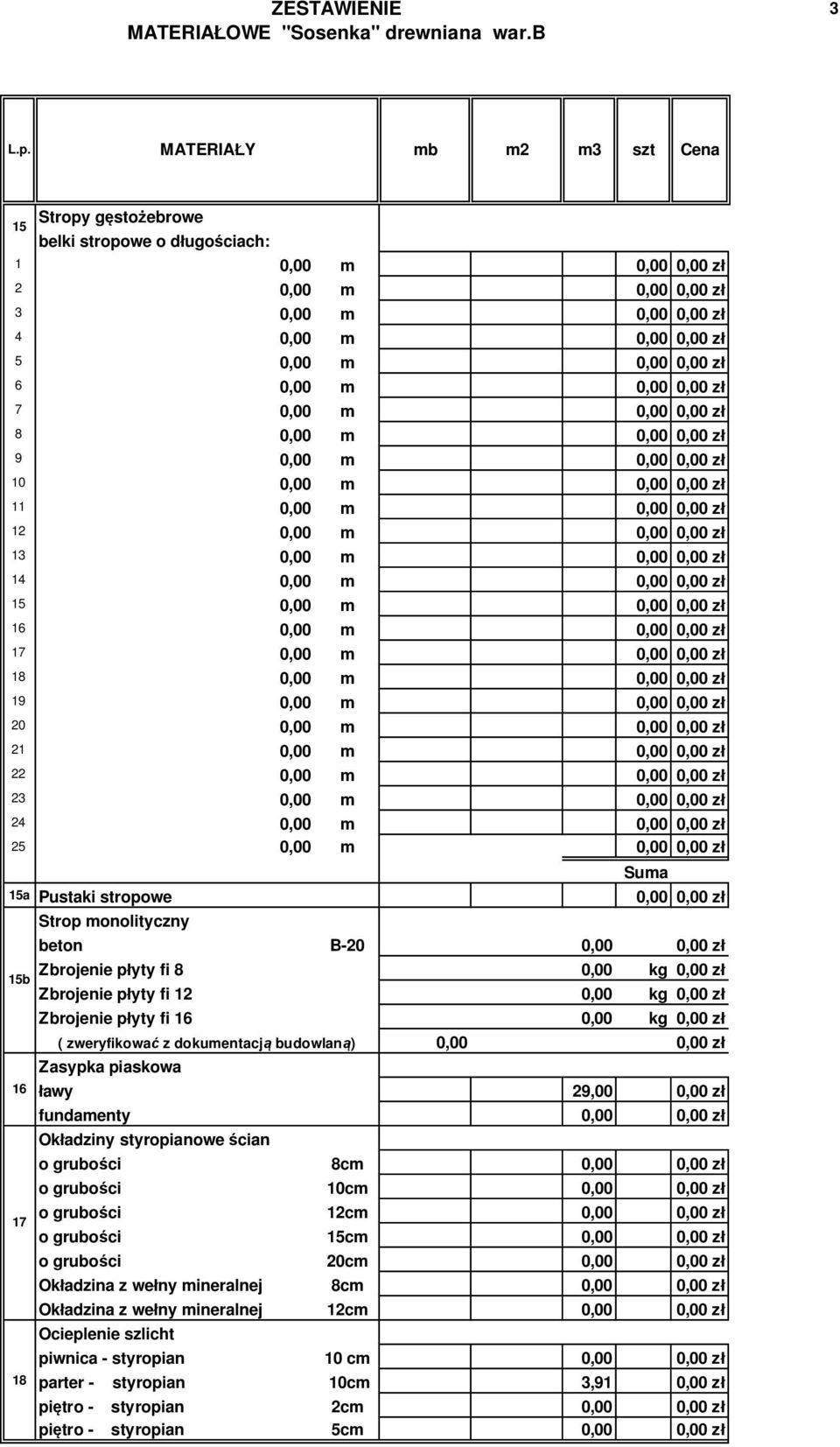 Zasypka piaskowa kg z kg z kg z awy 29,00 z fundamenty Ok adziny styropianowe cian o grubo ci 8cm o grubo ci 10cm o grubo ci 12cm o grubo ci 15cm o grubo ci 20cm Ok adzina z we