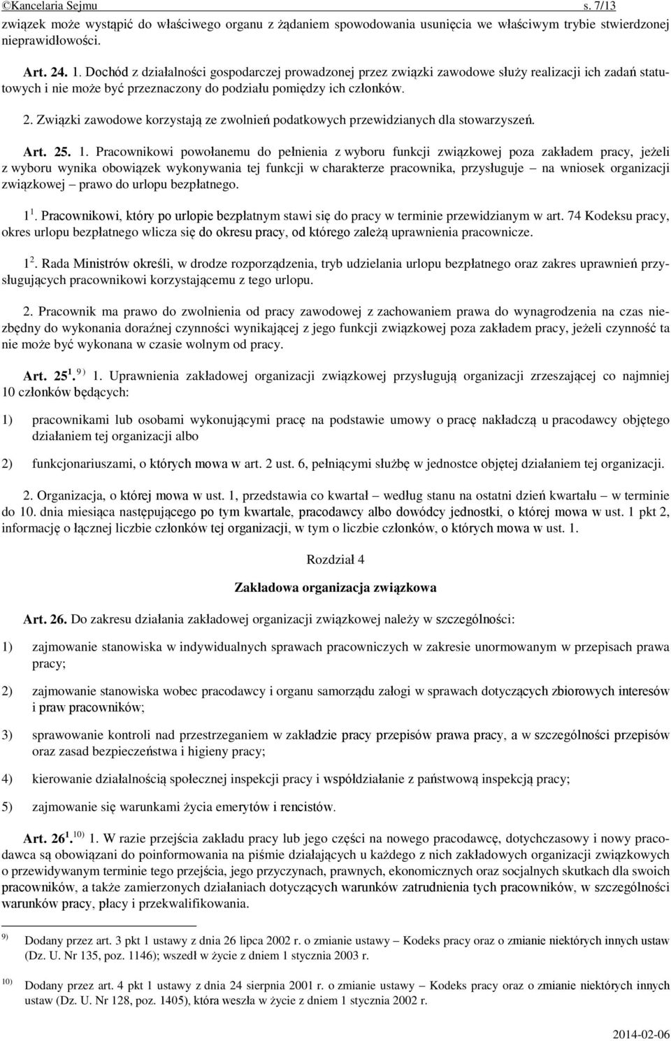 Związki zawodowe korzystają ze zwolnień podatkowych przewidzianych dla stowarzyszeń. Art. 25. 1.