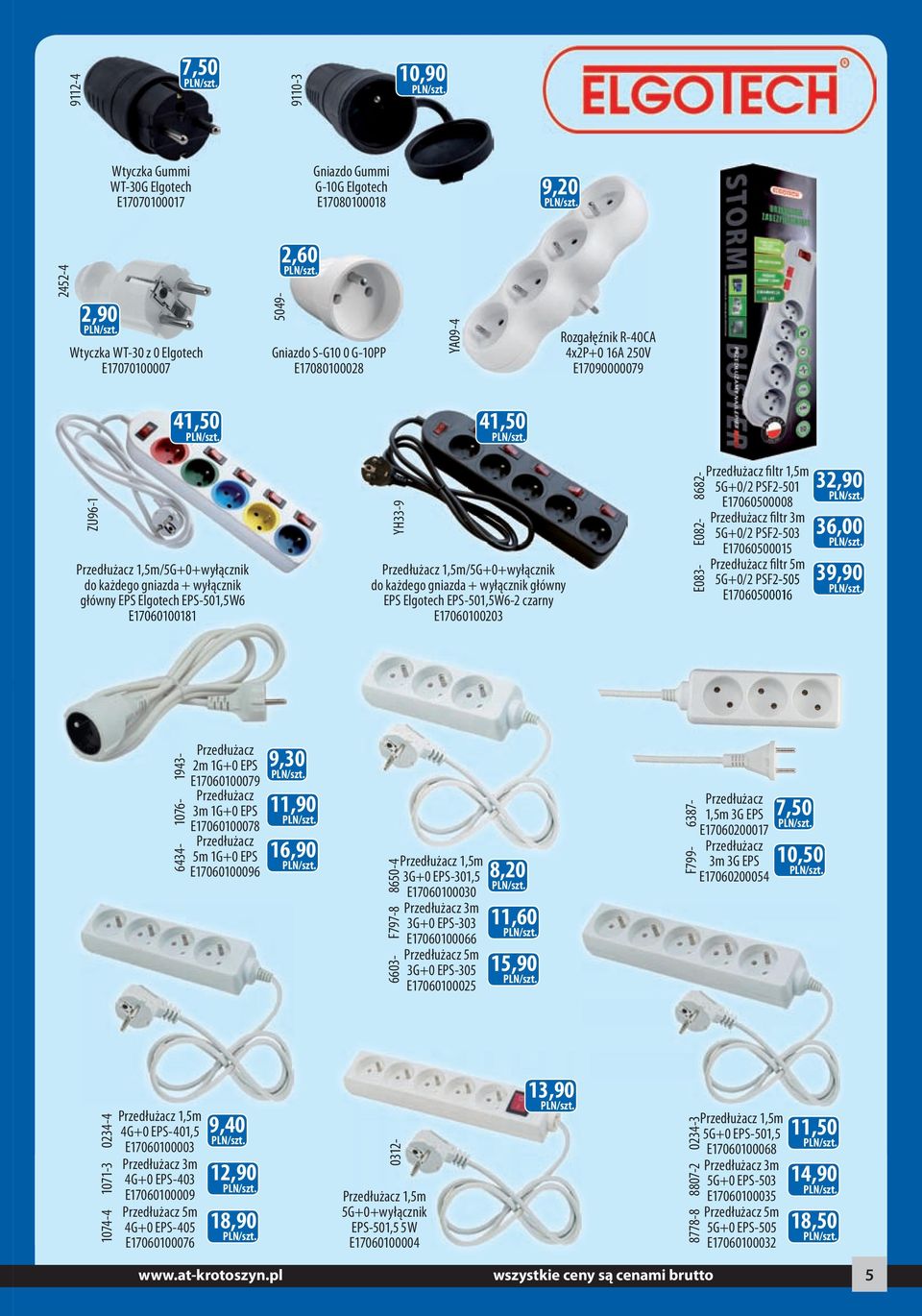 YH33-9 Przedłużacz 1,5m/5G+0+wyłącznik do każdego gniazda + wyłącznik główny EPS Elgotech EPS-501,5W6-2 czarny E17060100203 8682- E082- E083- Przedłużacz filtr 1,5m 5G+0/2 PSF2-501 E17060500008