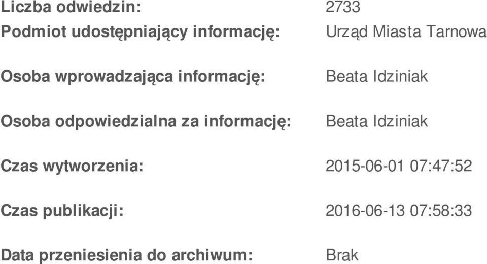 informację: Beata Idziniak Beata Idziniak Czas wytworzenia: 2015-06-01
