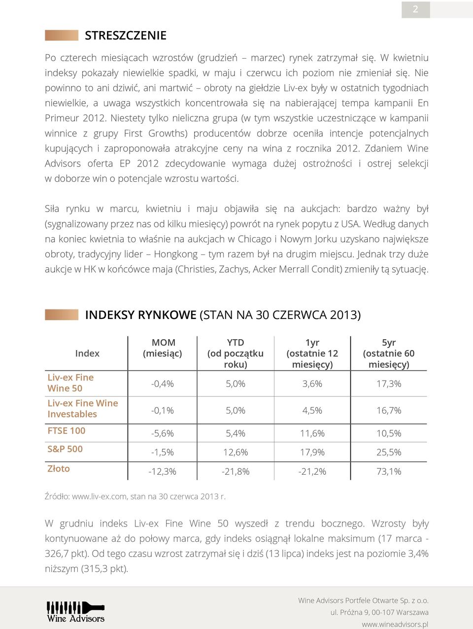 Niestety tylko nieliczna grupa (w tym wszystkie uczestniczące w kampanii winnice z grupy First Growths) producentów dobrze oceniła intencje potencjalnych kupujących i zaproponowała atrakcyjne ceny na