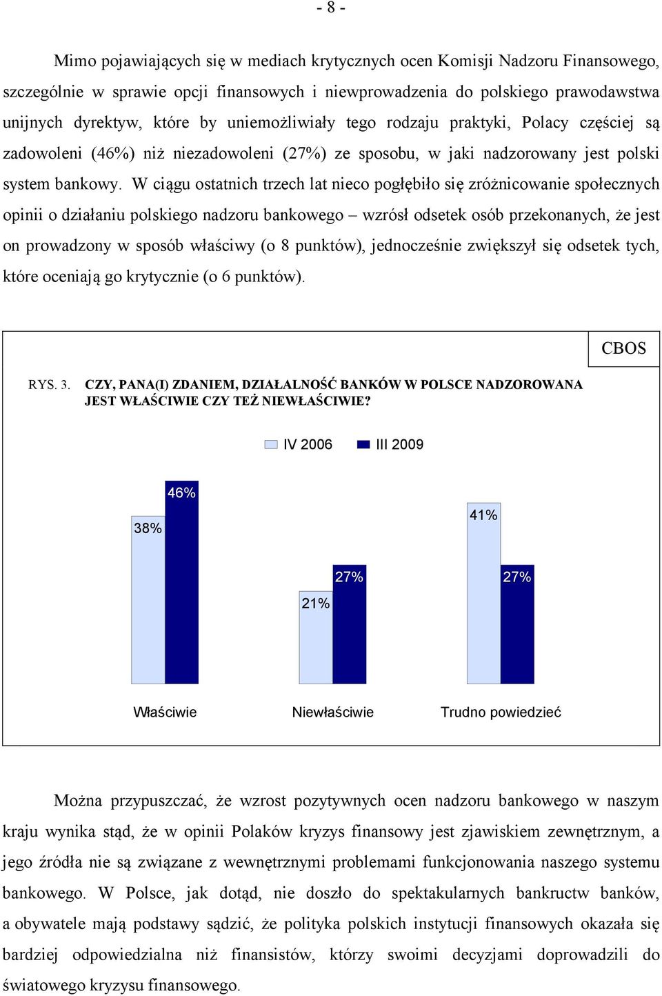 W ciągu ostatnich trzech lat nieco pogłębiło się zróżnicowanie społecznych opinii o działaniu polskiego nadzoru bankowego wzrósł odsetek osób przekonanych, że jest on prowadzony w sposób właściwy (o