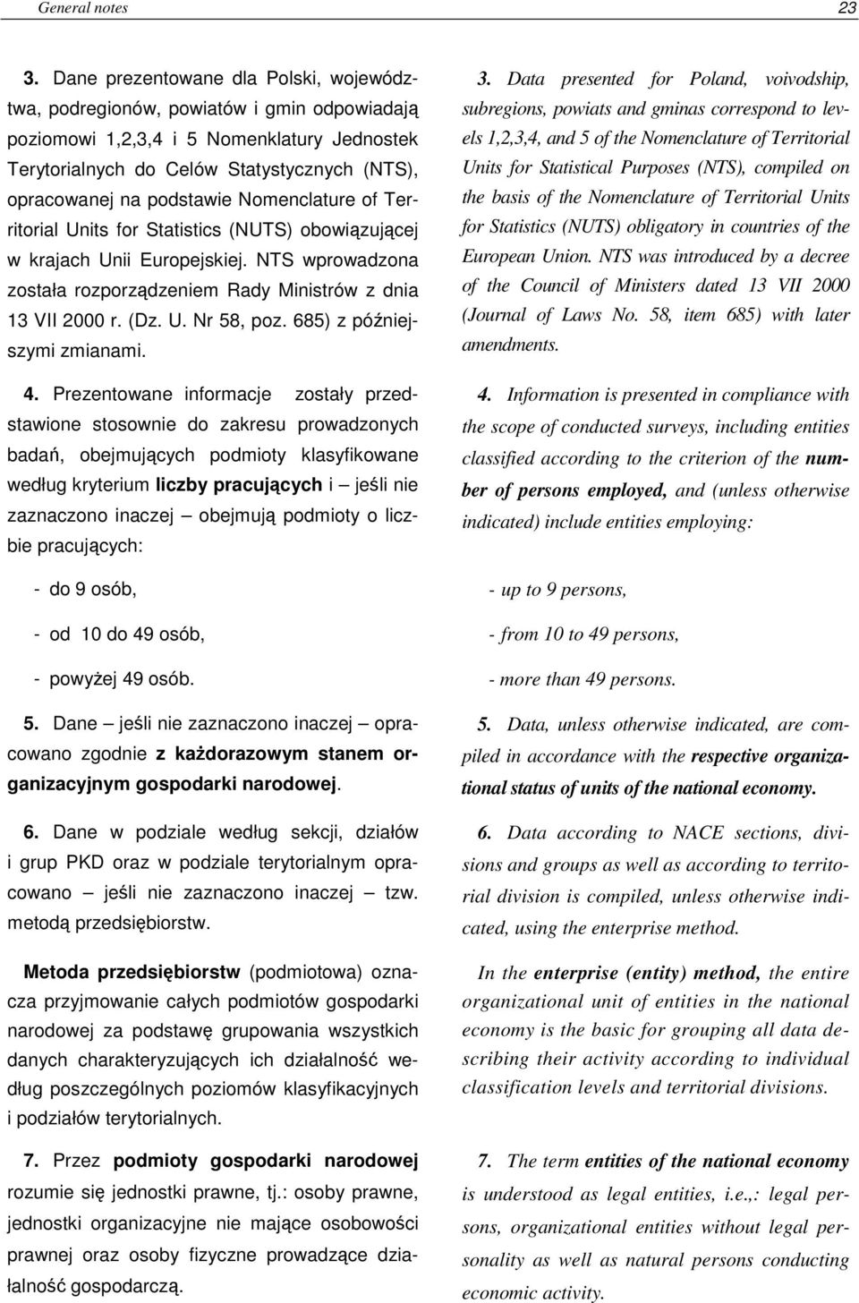 Nomenclature of Territorial Units for Statistics (NUTS) obowiązującej w krajach Unii Europejskiej. NTS wprowadzona została rozporządzeniem Rady Ministrów z dnia 13 VII 2000 r. (Dz. U. Nr 58, poz.