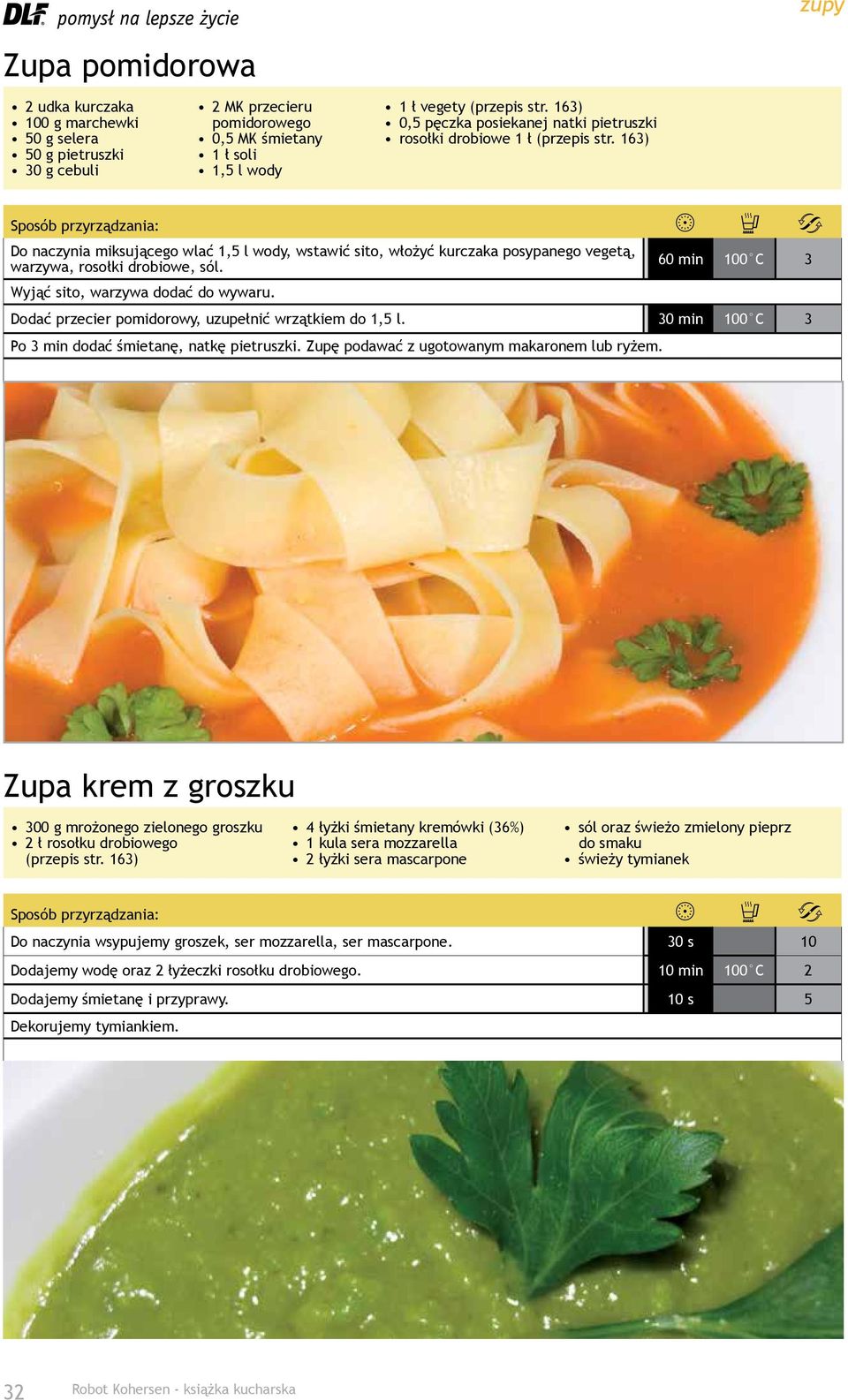 Dodać przecier pomidorowy, uzupełnić wrzątkiem do 1,5 l. 30 min 100 C 3 Po 3 min dodać śmietanę, natkę pietruszki. Zupę podawać z ugotowanym makaronem lub ryżem.