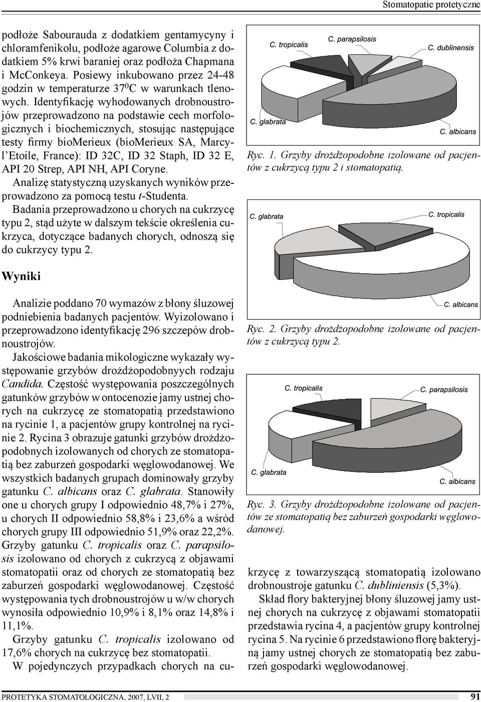 Identyfikację wyhodowanych drobnoustrojów przeprowadzono na podstawie cech morfologicznych i biochemicznych, stosując następujące testy firmy biomerieux (biomerieux SA, Marcyl Etoile, France): ID